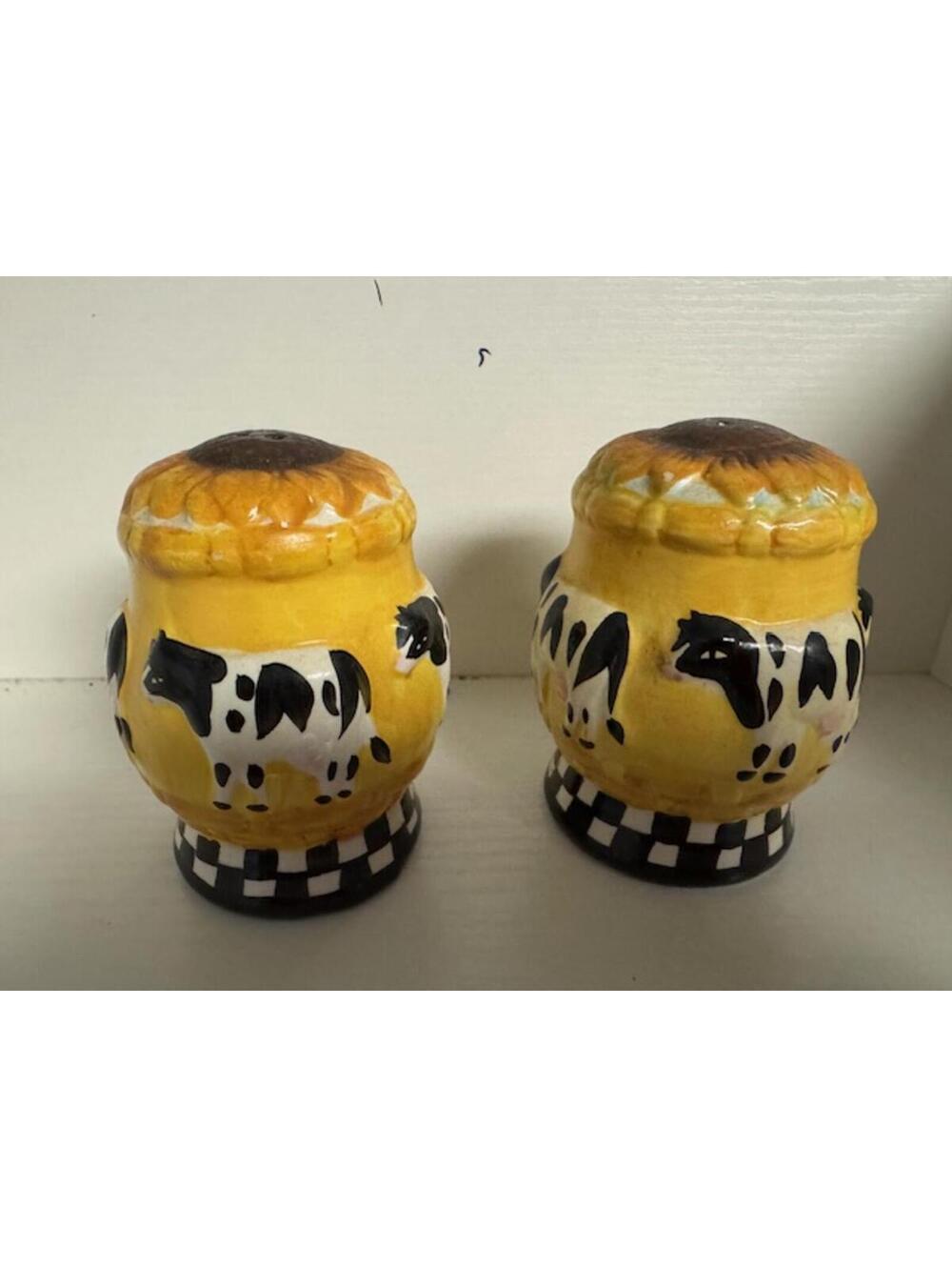 Vintage Ceramic Cow Salt and Pepper Shakers - Made in China